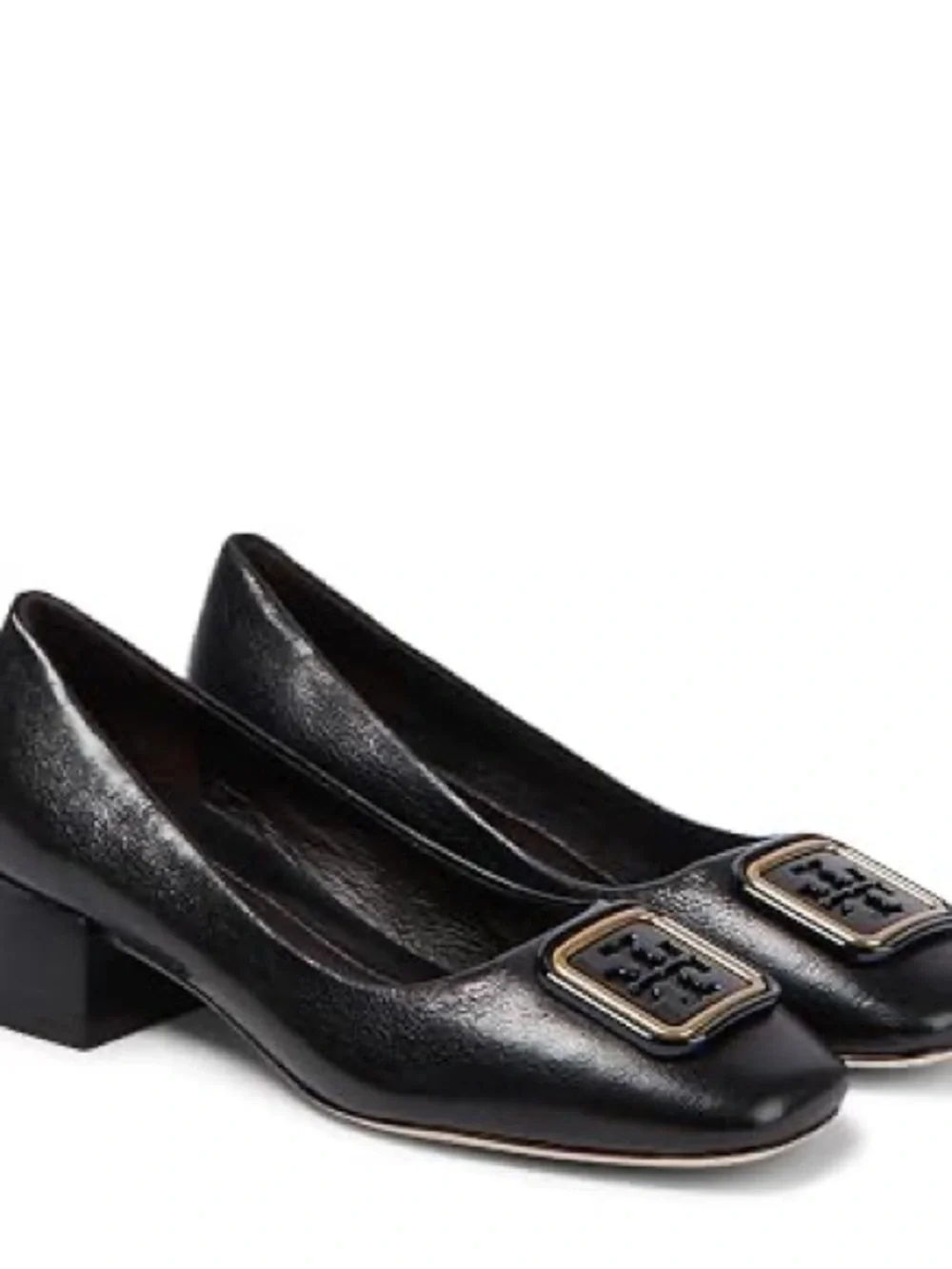 Tory Burch Georgia Women's Black Leather Logo Pumps Shoes Size 6